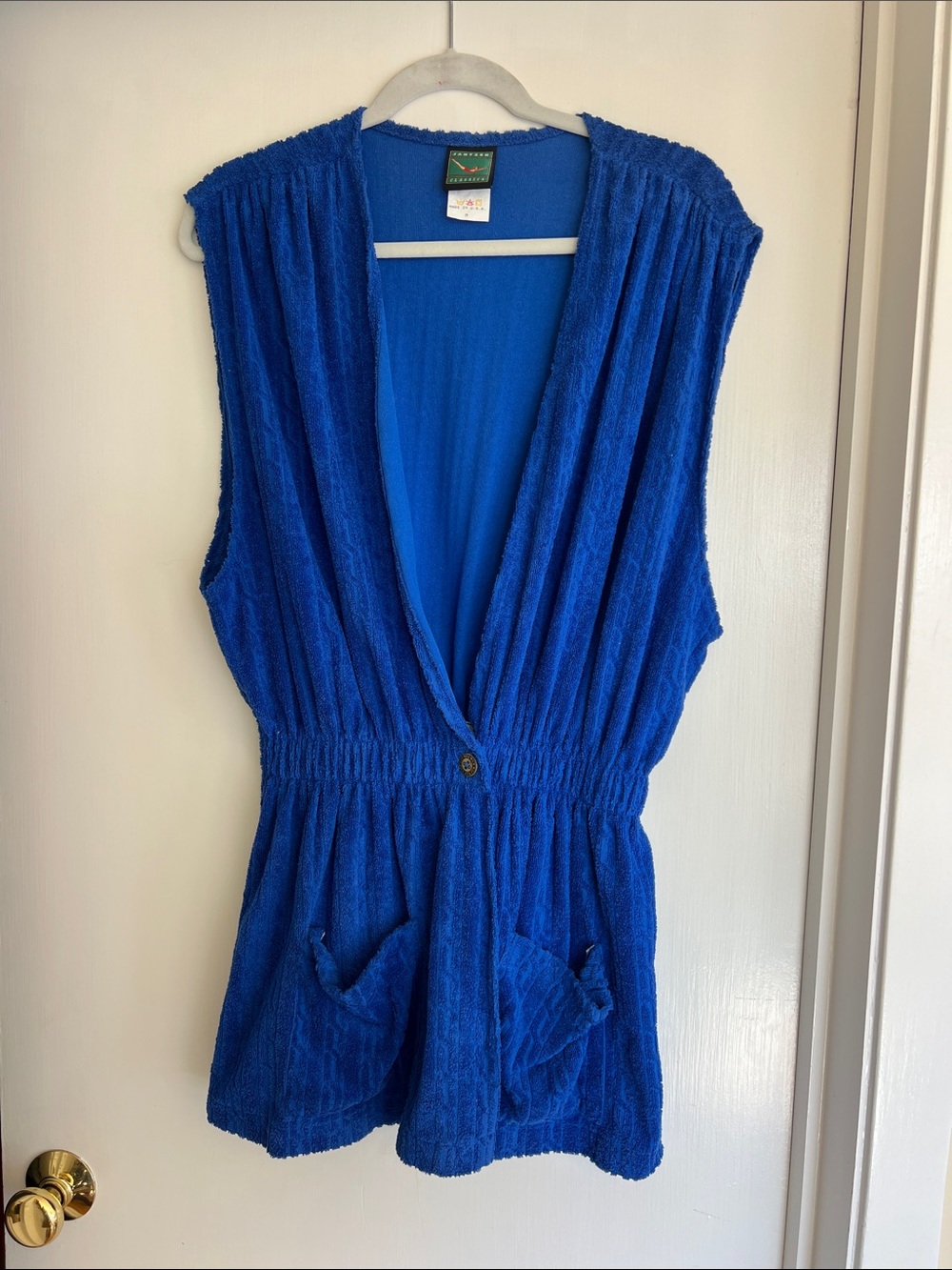 Jantzen Royal Blue Sleeveless Terry Swim Coverup Romper